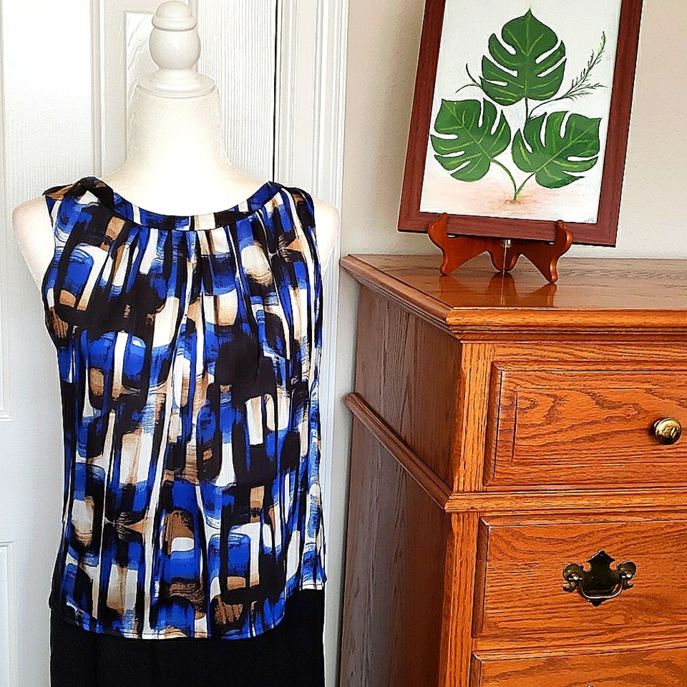 Kasper Sleeveless Gathered Career Top EUC
